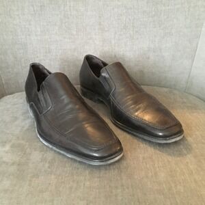 Bruno Magli Raging Black‎ Leather Slip On Square Toe Loafers Size 15